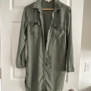 Olive green shirt dress